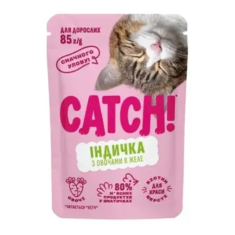 Вологий корм для котів Catch! 85 г - індичка та овочі