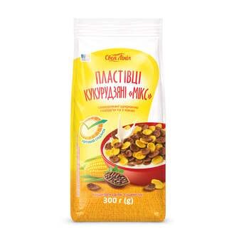 Пластівці 300 г Своя Лінія кукурудзяні Мікс глазуровані цукровою глазур'ю з какао м/уп 