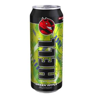 Нaпій 0,5 л Hell GREEN APPLE бeзaлкoгoльний eнepгeтичний гaзoвaний ж/б 