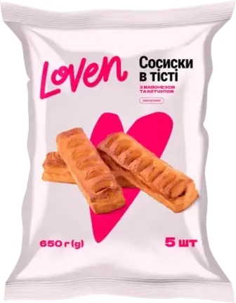 Сосиска в тісті Loven з майонезом та кетчупом 650 г