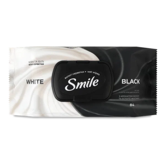 Серветки вологі Smile Чорні та білі (84шт)