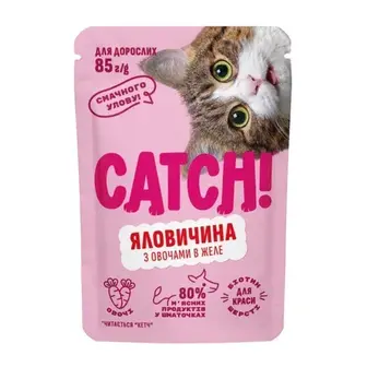 Вологий корм для котів Catch! 85 г - яловичина та овочі