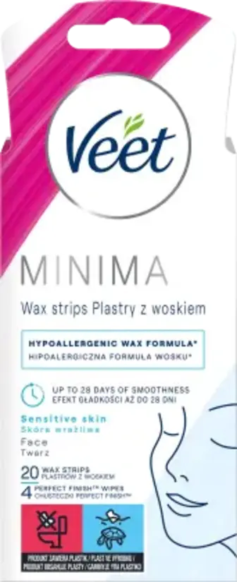 Смужки для депіляції Veet Minima воскові для чутливої шкіри обличчя 20 шт