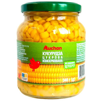 Кукурудза Auchan консервована без доданого цукру 340 г (4823090140427)