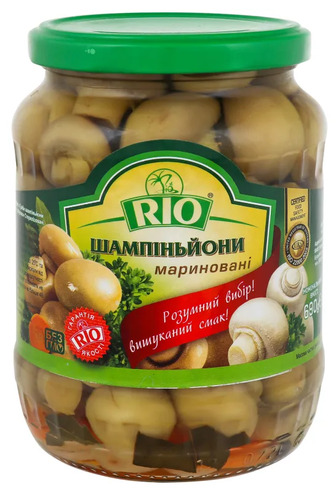 Шампіньйони Rio мариновані 690 г (4820113380020)