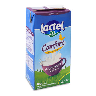 Молоко Lactel Комфорт безлактозне ультрапастеризоване 2.5% 1000 г (4823065723655)