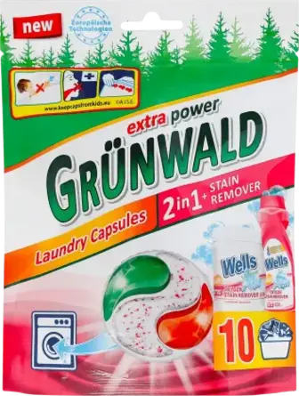 Капсули для прання Grunwald 2 in 1 універсальні з плямовивідником 10 шт