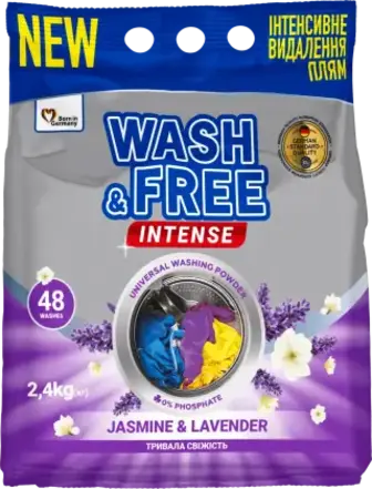 Порошок для прання Wash & Free Intense Жасмин і лаванда універсальний 2.4 кг