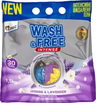 Порошок для прання Wash & Free Intense Жасмин і лаванда універсальний 1.5 кг