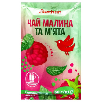 Чай фруктово‑медовий Auchan Малина та м’ята концентрат 50 г (4823090140533)