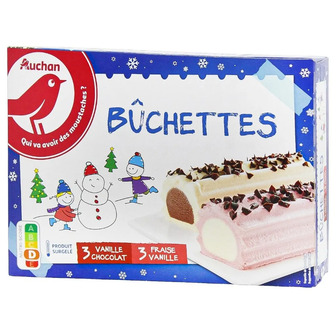 Десерт Auchan ванільно‑шоколадний та полунично‑ванільний заморожений 352 г (3596710308439)