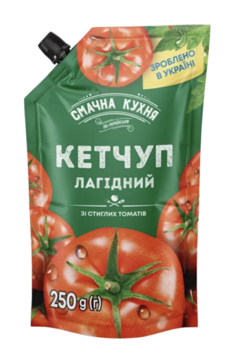 Кетчуп СМАЧНА КУХНЯ Лагідний зі стиглих томатів дой/пак з дозатором 250г