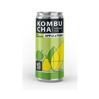 Напій бродіння 330 г Vit-Fit Kombucha Чайний Гриб Apple&Pear з/б 