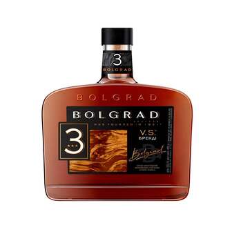 Бренді виноградний витриманий 0,5 л BOLGRAD три роки 40% об ск/бут Україна 