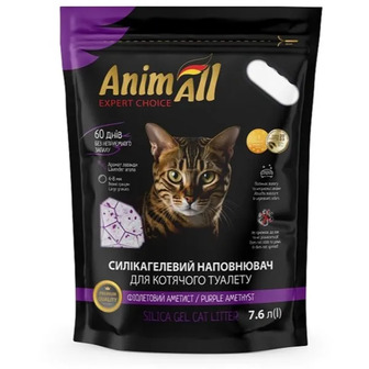 Наповнювач для котячого туалету AnimAll Фіолетовий Аметист силікагель вбираючий 7.6 л (42037)
