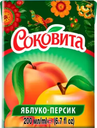 Напій Соковита яблочно-персиковий з м`якоттю 200 мл