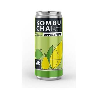 Напій бродіння 330 г Vit-Fit Kombucha Чайний Гриб Gold Apricot з/б 