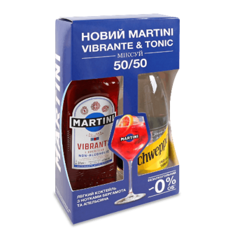 Набір напій Martini Vibrante безалкогольний 0,75 л + тонік Schweppes 1 л шт