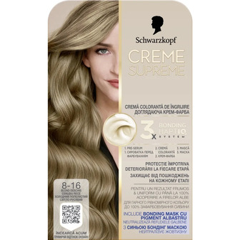 Фарба для волосся Schwarzkopf Creme Supreme 8-16 Холодний Попелястий Світло-Русявий 182 мл (9000101745580)
