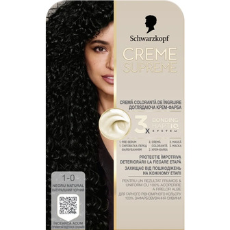 Фарба для волосся Schwarzkopf Creme Supreme 1-0 Натуральний Чорний 182 мл (9000101746846)