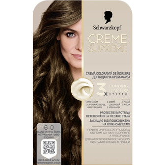 Фарба для волосся Schwarzkopf Creme Supreme 6-0 Натуральний Темно-Русявий 182 мл (9000101745962)