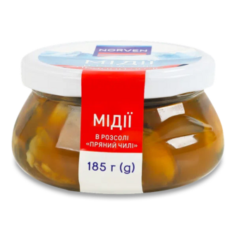 Мідії Norven в розсолі Пряний чилі (185г)