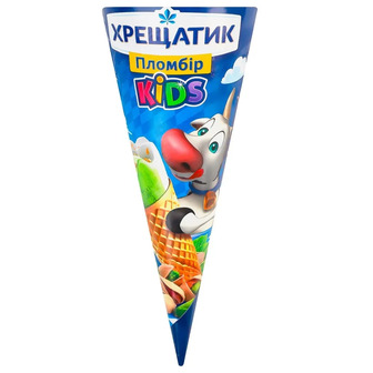 Морозиво Хрещатик Kids Пломбір у вафельному ріжку фісташка-ваніль 80 г (4820220133687)