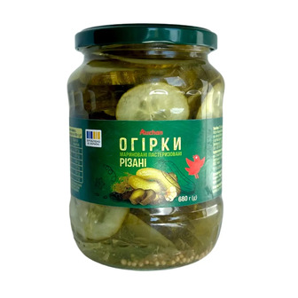 Огірки Auchan різані мариновані 680 г (4823090141103)