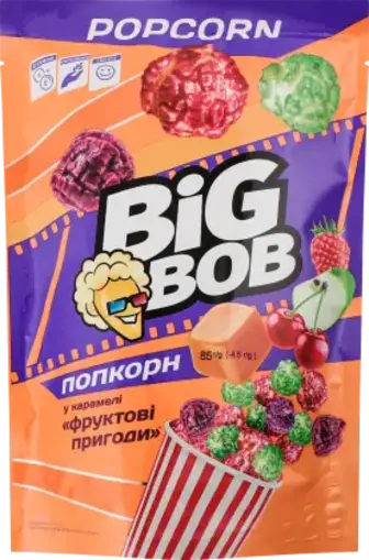 Попкорн Big Bob Фруктові пригоди у карамелі 85 г