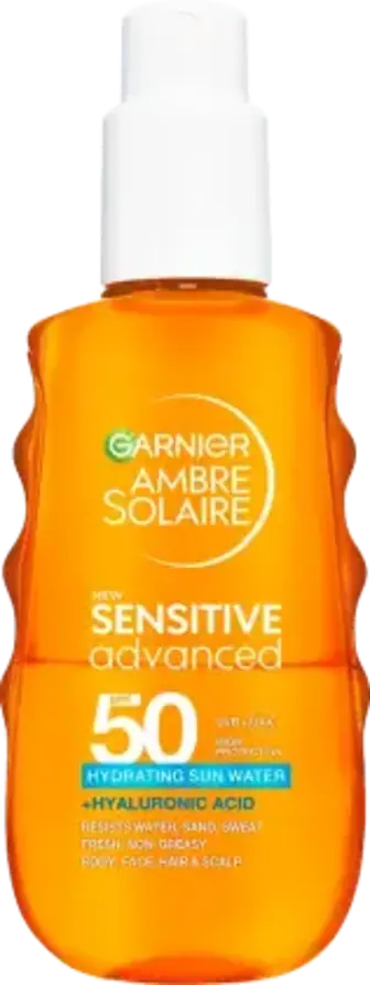 Сонцезахисна вода Garnier для чутливої шкіри обличчя, тіла та волосся SPF 50 150 мл
