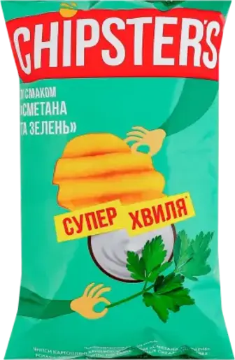 Чипси Chipster's картопляні велика хвиля зі смаком Сметана та зелень 95 г