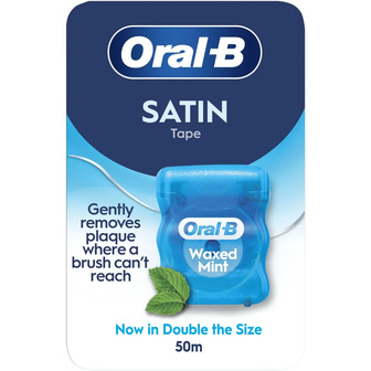 Зубна нитка Oral-B Satin Tape М'ятна Вощена 50 м (8006530114196)