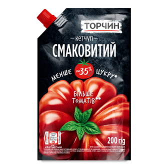 Кетчуп Торчин Смаковитий зі зниженою кількістю цукру 200г (200г)