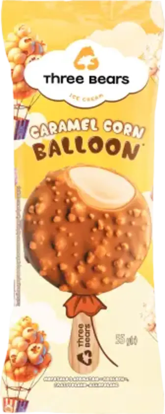 Морозиво Три Ведмеді Caramel corn balloon 55 г