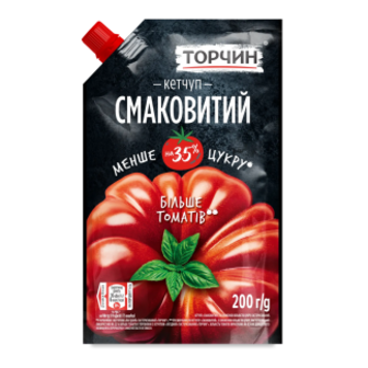 Кетчуп Торчин Смаковитий зі зниженою кількістю цукру д/п 200г