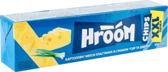 Чипси Hroom картопляні пластинки зі смаком Сир та цибуля 100 г