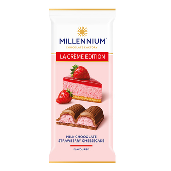 Шоколад 100г Millennium La Creme мусовий молочний з начинкою полуничний чізкейк м/уп 