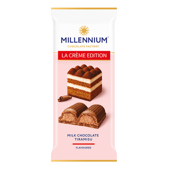 Шоколад 100г Millennium La Creme мусовий молочний з начинкою тірамісу м/уп 