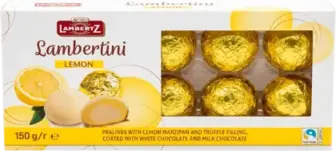 Цукерки Lambertz Lambertini у білому шоколаді з лимонною начинкою 150 г