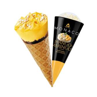 Морозиво 100 г Три Ведмеді "Monaco" зі смаком "манго-меренга" ріжок м/уп 