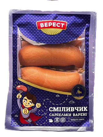Сардельки Верест Сміливчик варені вищого сорту вагові