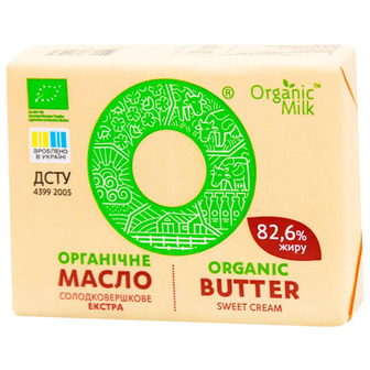 Масло Organic Milk солодковершкове органічне екстра 82.6% 180 г (4820178811484)