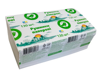 Рушники паперові Auchan двошарові V-складання 130 шт (4823090139278)