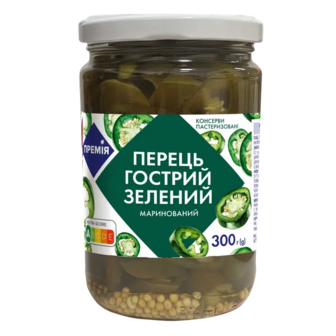 Перець «Премія»® гострий зелений маринований (300г)