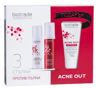 Набір для обличчя BIOTRADE Acne Out (Біотрейд Акне Аут) для жирної та проблемної шкіри з акне крем 60 мл + лосьйон 60 мл +гель очищуючий 50 мл