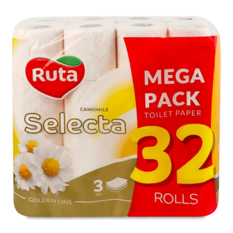 Папір туалетний Ruta Selecta ромашка білий 3 шари (32шт)
