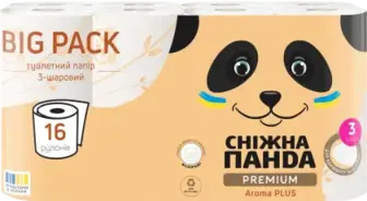 Папір туалетний Сніжна панда Premium Aroma Plus 3-шаровий 16 шт