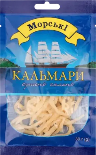 Кальмари Морські сушені солоні 30 г