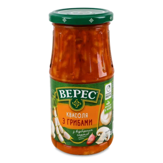 Квасоля Верес з грибами в томатному соусі з олією (460г)