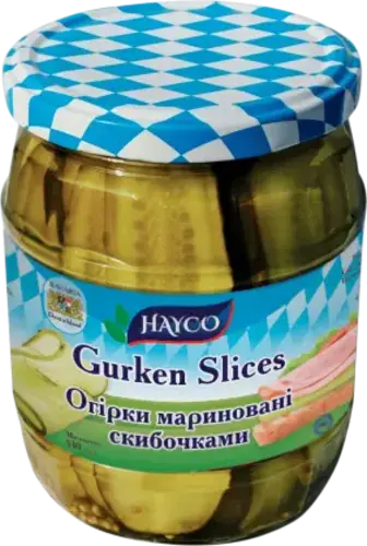 Огірки Hayco мариновані скибочками 530 г